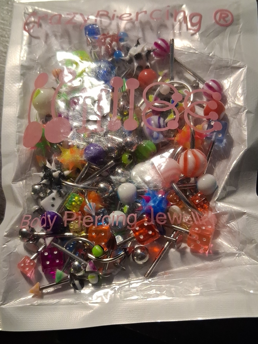 Adult Multicolor Body Piercing Jewelry Pack